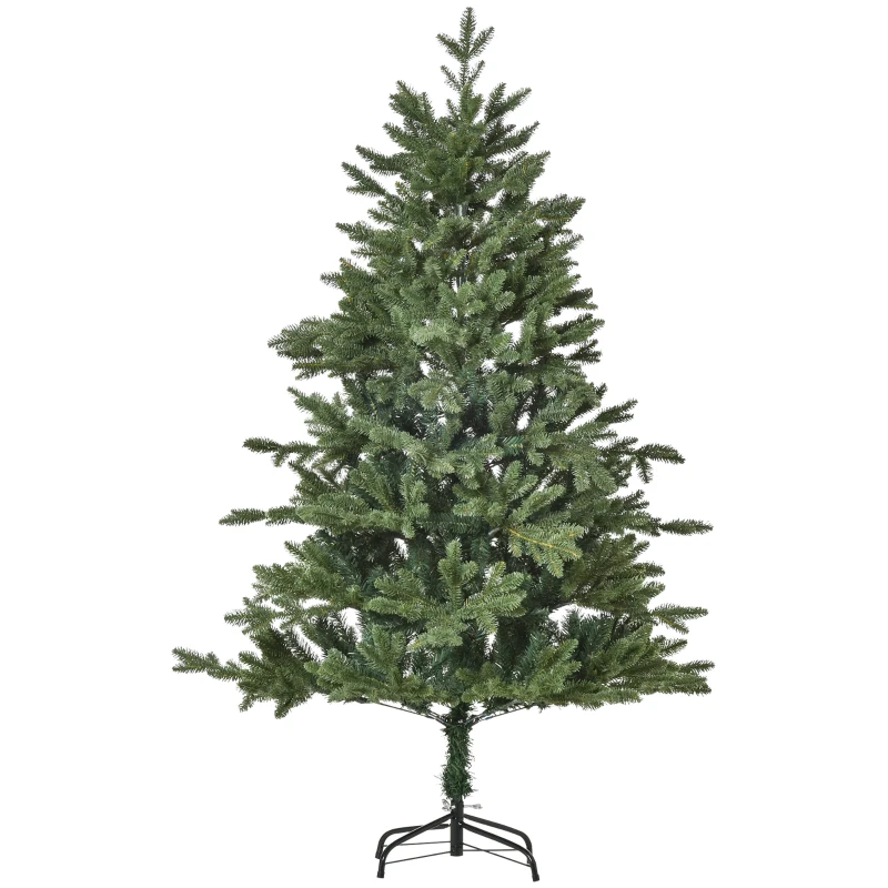 HOMCOM Árvore de Natal Artificial 150 cm, pinheiro artificial com 444 pontas, 3 formatos de folhas, retardante de chamas, com suporte metálico para interior