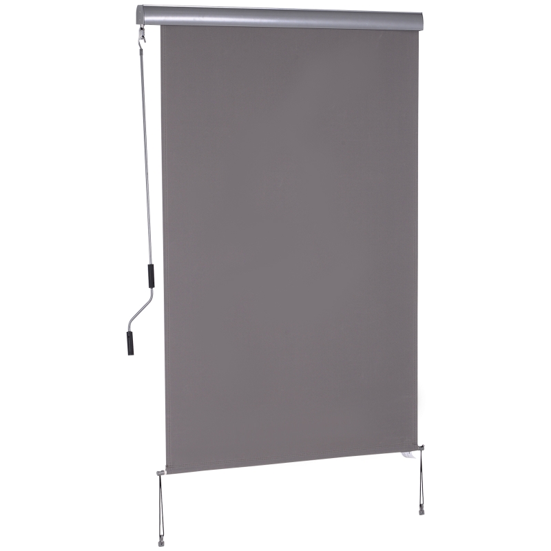 Outsunny Toldo Vertical para Varanda, Toldo para Sacada, Toldo Vertical, Proteção contra Vento, Rolo Lateral, Tela de Privacidade com Manivela, Tecido de Poliéster+Alumínio Cinza 200 x 120 cm