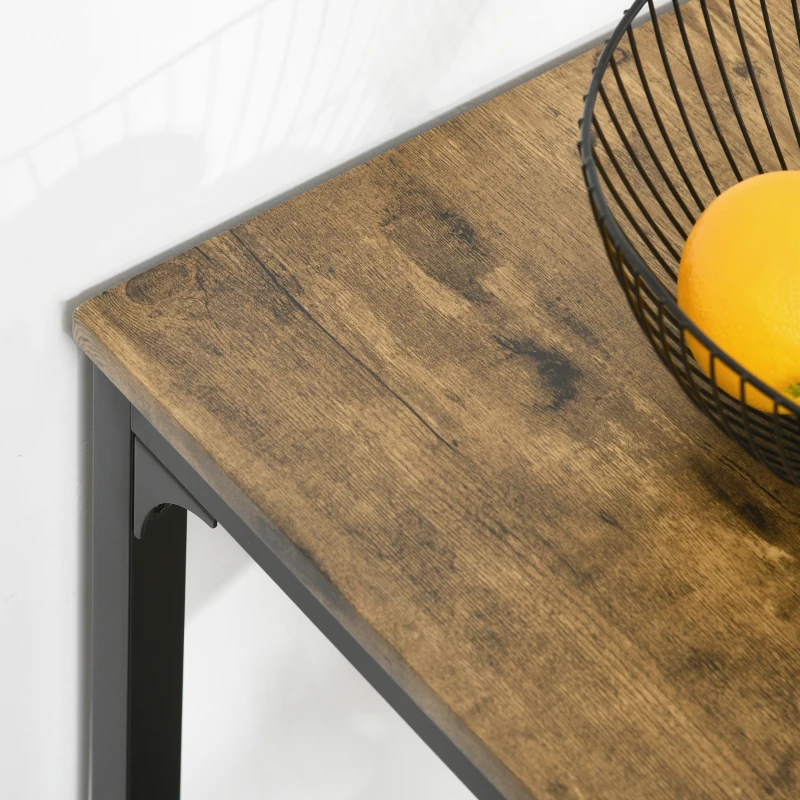 HOMCOM Conjunto de bar 3 peças, mesa alta, 2 cadeiras, MDF, estrutura metálica, à prova d'água, Castanho