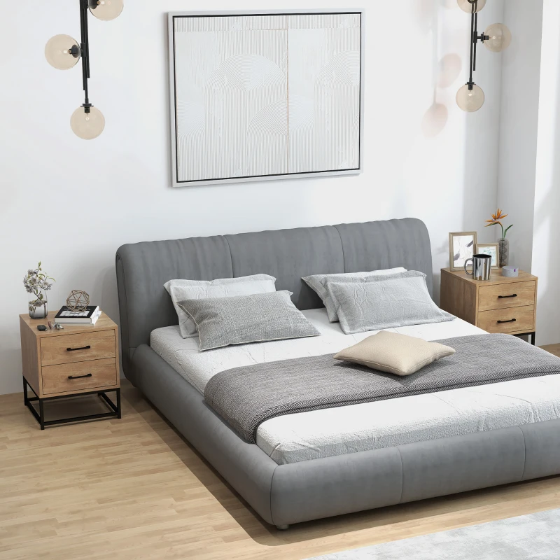 HOMCOM Lot de 2 tables de chevet table de nuit avec 2 tiroirs style industriel pour chambre à coucher, salon