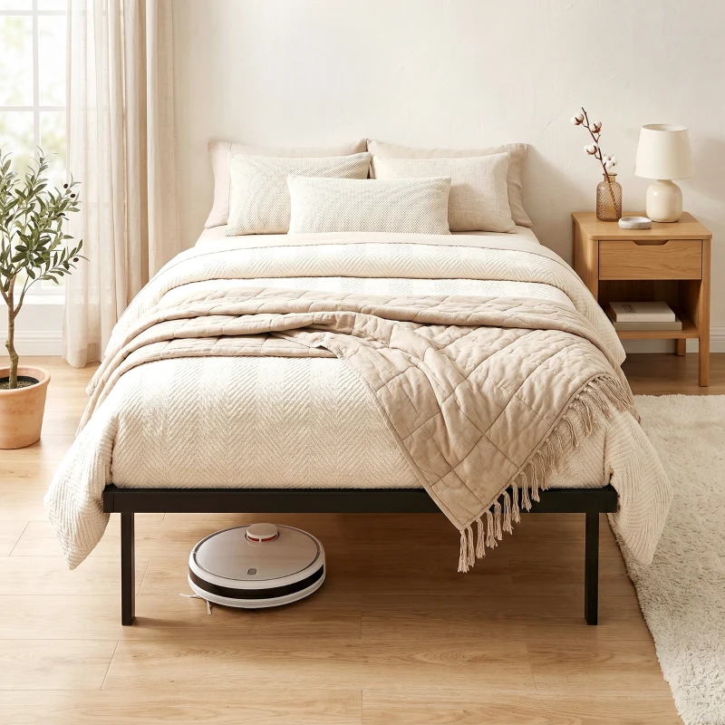 HOMCOM Bedframe met Opbergruimte, Metalen Frame, zonder lattenbodem, 90 x 200 cm