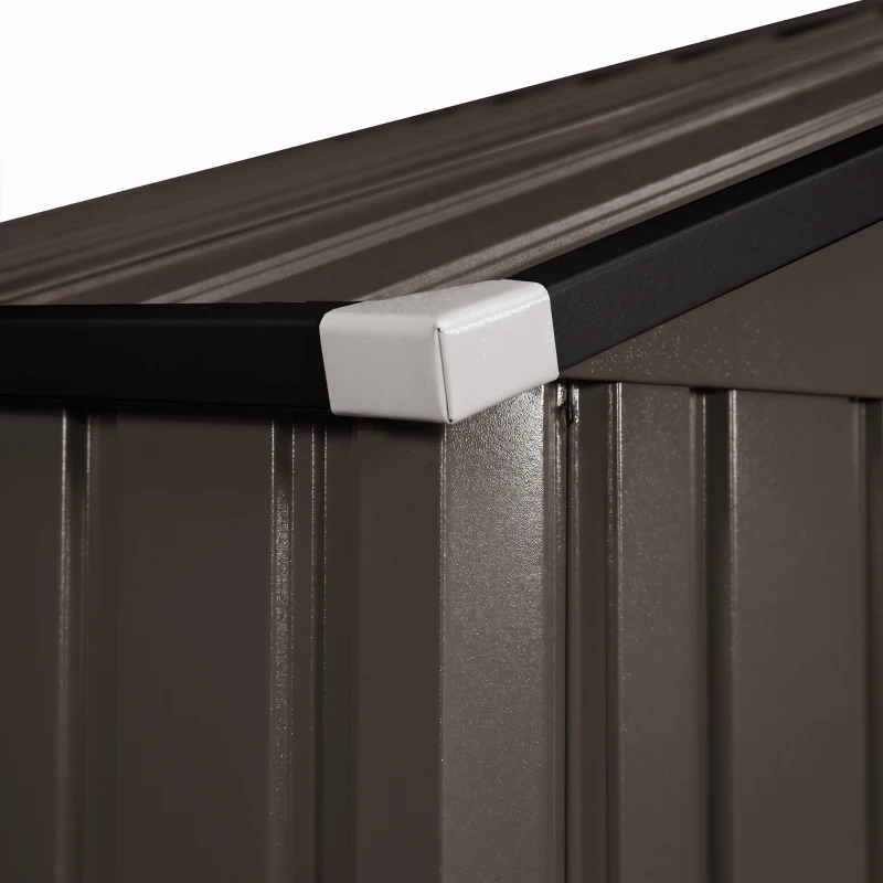 Outsunny Abri de jardin 5,4 m² 2,77 x 1,95 x 1,92 m kit de fondation porte coulissante ventilations acier galvanisé, marron