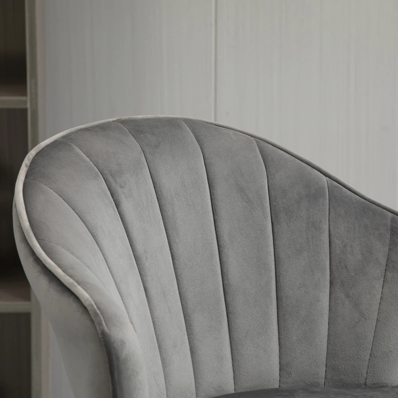 HOMCOM Conjunto de 2 banquetas de bar giratórias com encosto Toque em veludo Banqueta bistrô com altura ajustável Sem braços Espuma Cinza 54 x 56 x 91-111 cm