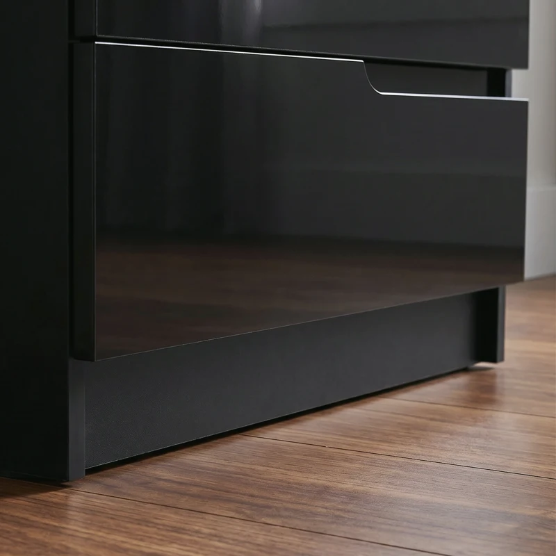 HOMCOM Chest of Four High Gloss Front Drawers - Black