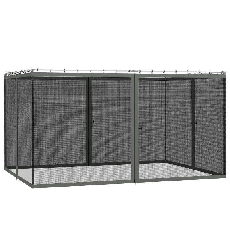Outsunny Moustiquaires pour tonnelle barnum pavillon de jardin 3 x 4 m - lot de 4 moustiquaires zippées + crochets d'attaches