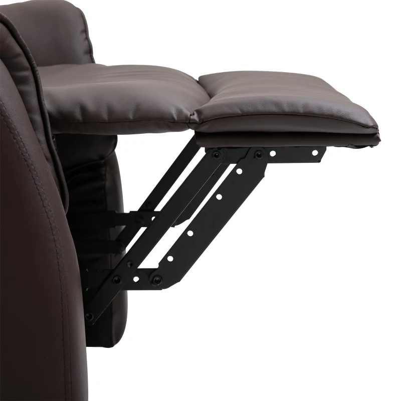 HOMCOM Poltrona Relax Elétrica com Auxílio de Elevação, Função de Cama, Poltrona de TV com Apoio para Pés, Bolso Lateral, Controle Remoto, para Sala de Estar, até 150 kg, Couro Sintético, Marrom