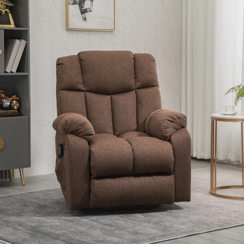 HOMCOM Poltrona elevatória com função reclinar e telecomando 92 x 95 x 107 cm, Castanho
