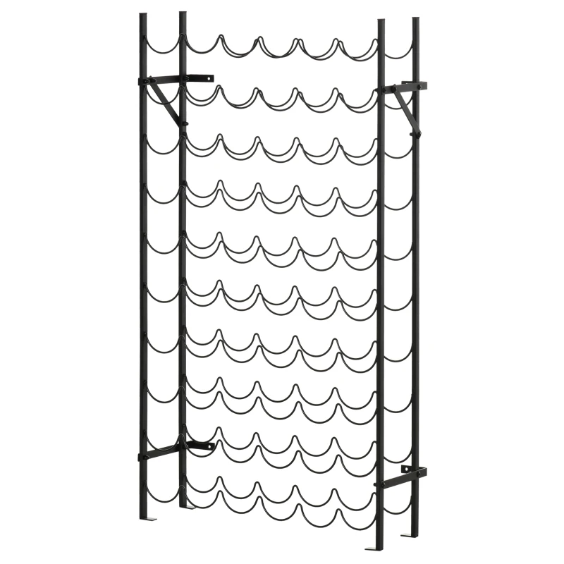 HOMCOM Estante de vinhos para 60 garrafas, prateleira metálica para garrafas, 63 x 20,5 x 118 cm Preto