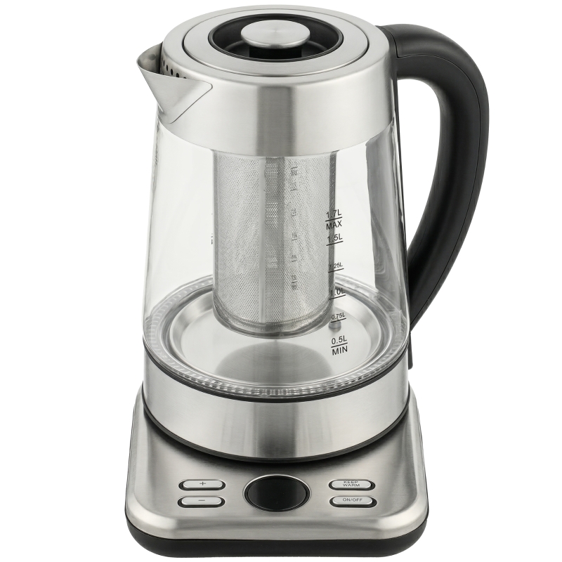 HOMCOM Elektrischer Wasserkocher, 1,7L Schnellkochender 2200W Wasserkocher mit UK Strix Thermostat, Teesieb, Warmhaltefunktion