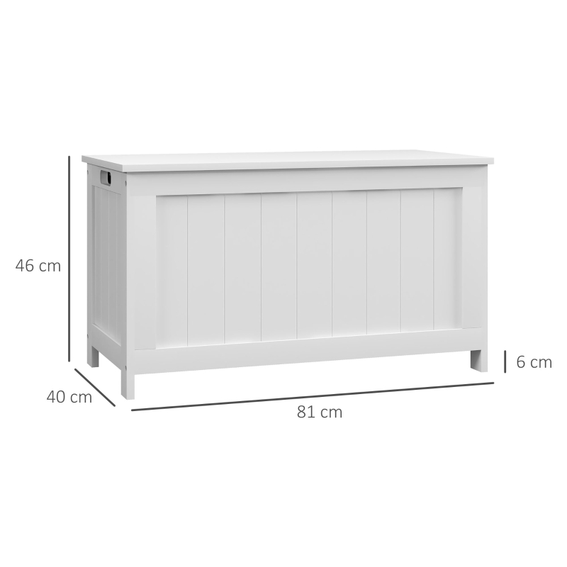 HOMCOM Caixa de arrumação Caixa de armazenamento Baú de brinquedos, MDF, 2 Alças, 81 x 40 x 46 cm, Branco