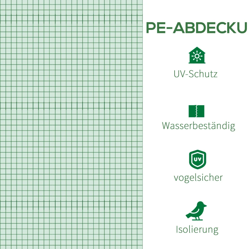 Outsunny Vervangfolie voor 3x3x2 m Kas, Stevig, Scheurbestendig, 6 Ramen, Deur, Groen