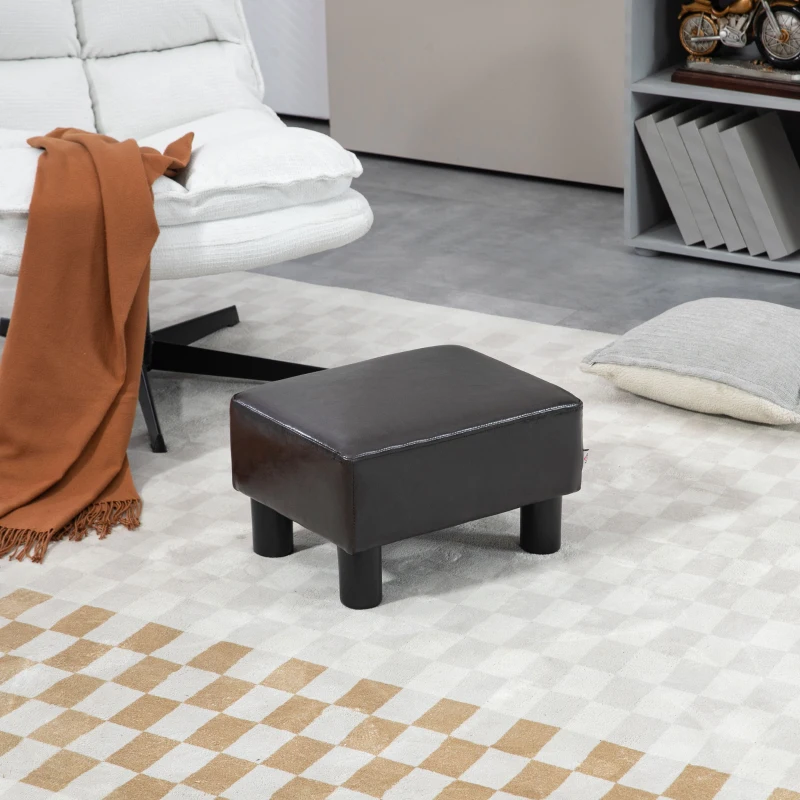 HOMCOM Pufe Revestido em Tecido com Aspecto de Couro Sintético até 110 kg 40x30x24 cm Café