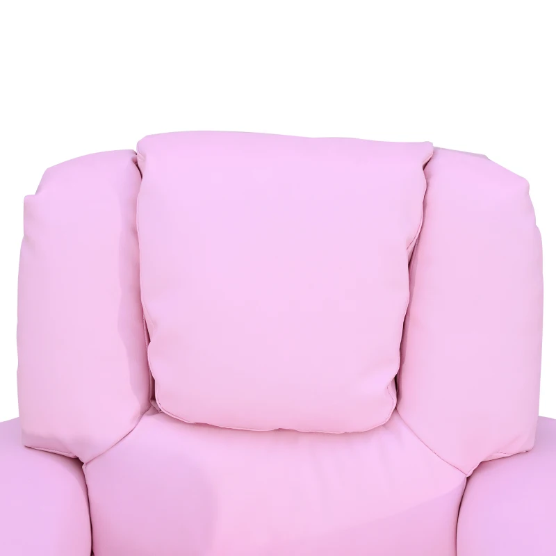 HOMCOM Sofá infantil Poltrona com apoio para pés, apoios de braço e porta-copos, encosto reclinável, sofá-cama relax para crianças 3-6 anos Rosa