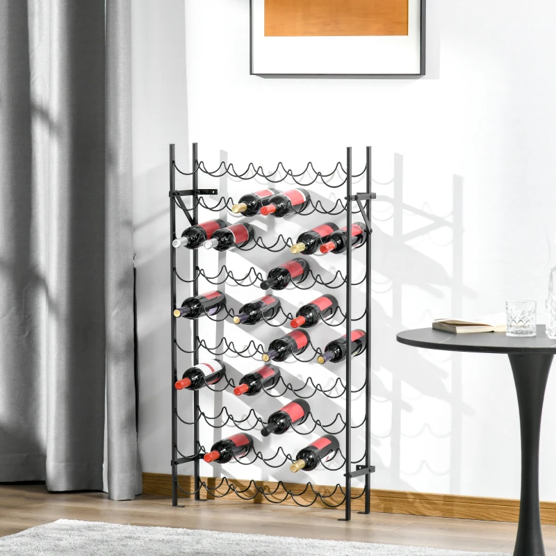 HOMCOM Estante de vinhos para 60 garrafas, prateleira metálica para garrafas, 63 x 20,5 x 118 cm Preto