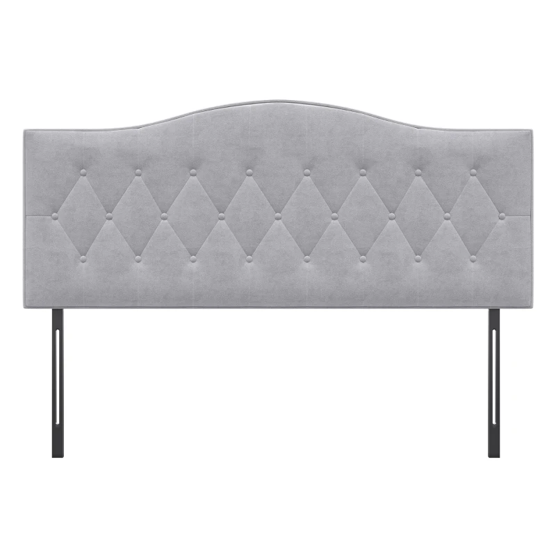 HOMCOM Cabeceira Estofada para Cama, Encosto em Veludo Cinza, Estrutura em Choupo, 185 x 8 x 134 cm