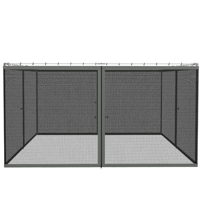 Outsunny Moustiquaires pour tonnelle barnum pavillon de jardin 3 x 4 m - lot de 4 moustiquaires zippées + crochets d'attaches