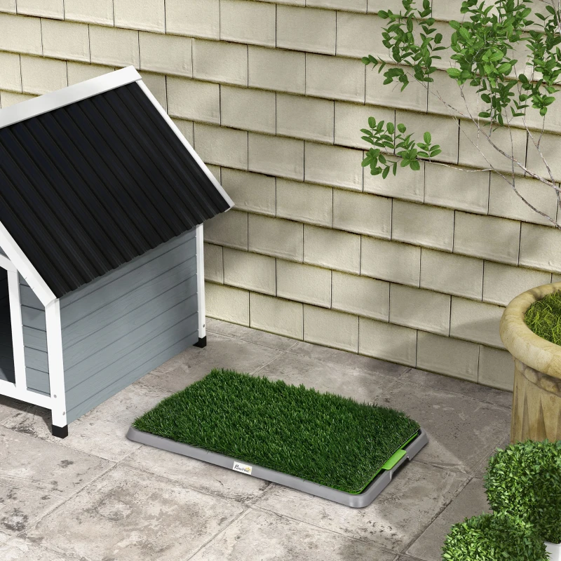 PawHut Toilette pour chien litière avec tapis en gazon artificiel bac pour l'apprentissage de la propreté,  67 x 41 cm