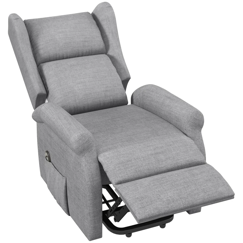 HOMCOM Poltrona relax, ajuda para levantar, função de deitar, até 200kg, 72,5x94x109cm, Cinza
