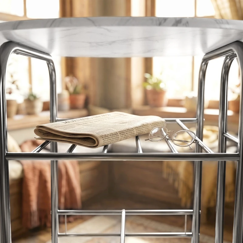 HOMCOM Three-Piece Compact Dining Set - White Marble Effect