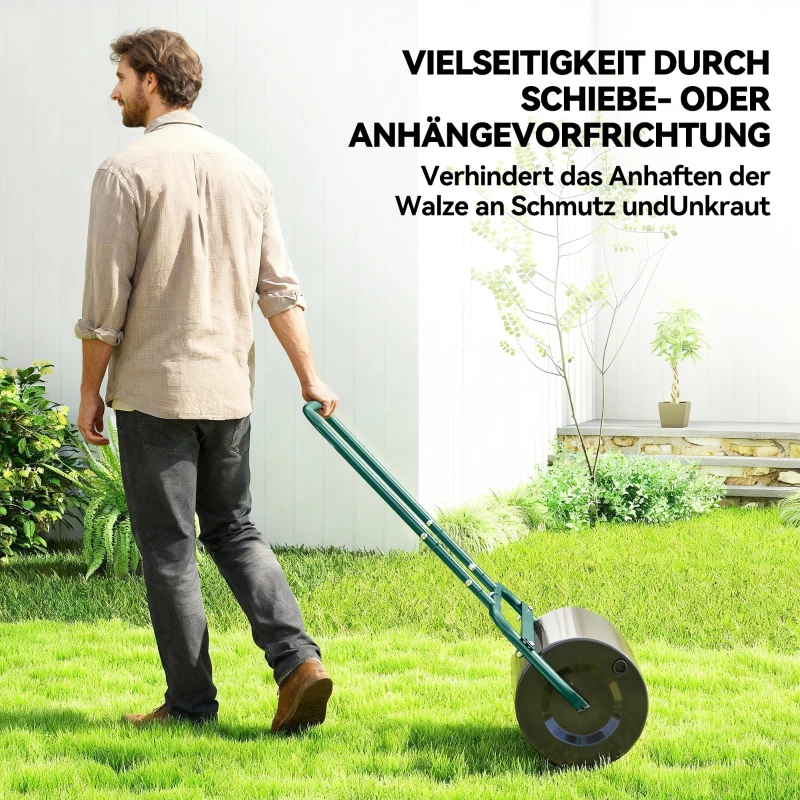 Outsunny Handliche Rasenwalze, Praktische Rasenrolle, Graswalze, Gartenwalze, flexibel, Stahl, 58L x 32,5B x 113H cm, Dunkelgrün
