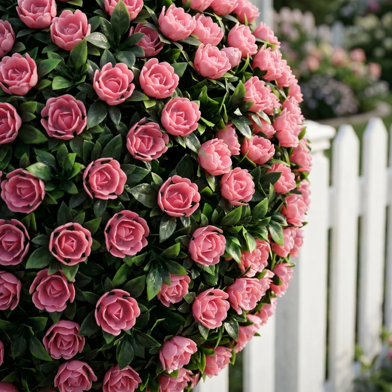 HOMCOM Artificial Rose Topiary UV Resistant, 2-Pack Fake Plants, 55 cm, Pink