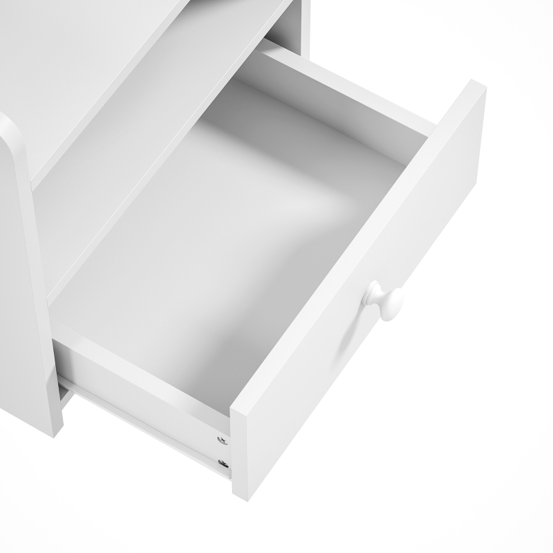 HOMCOM Bedside Cabinet, Bedside Table with Drawer and Shelf for Living Room, White
