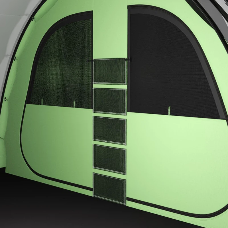 Outsunny 4 Person Easy Setup Family Camping Tent with 2 Rooms, Waterproof Tunnel Tent w/ Sewn In Groundsheet, Green & Grey