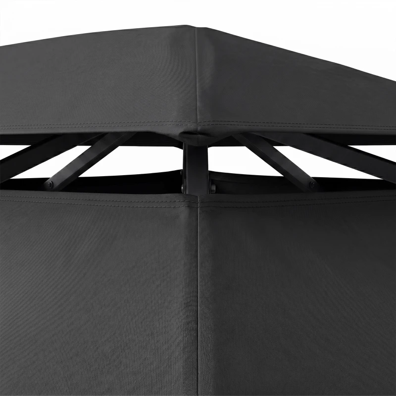 Outsunny 3 x 4m Steel Gazebo, with Curtains - Black