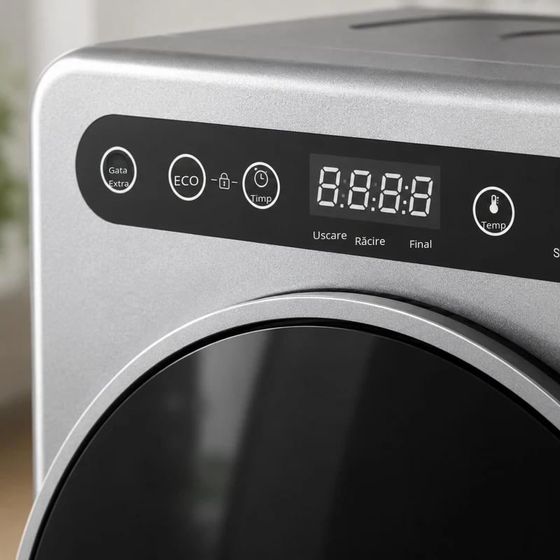 HOMCOM Uscător cu evacuare 5kg, uscător compact independent tip încărcare frontală 1000W cu tambur din oțel inoxidabil, timer, argintiu
