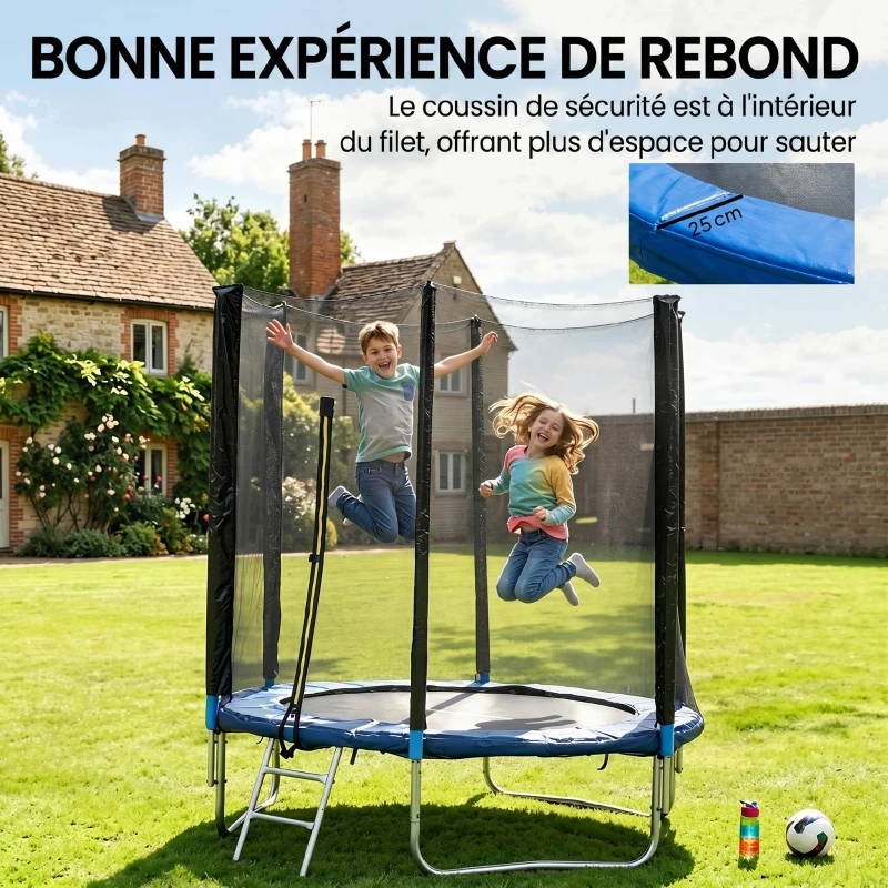 SPORTNOW Trampoline d'extérieur avec filet de sécurité Ø180 cm pour enfants et adultes