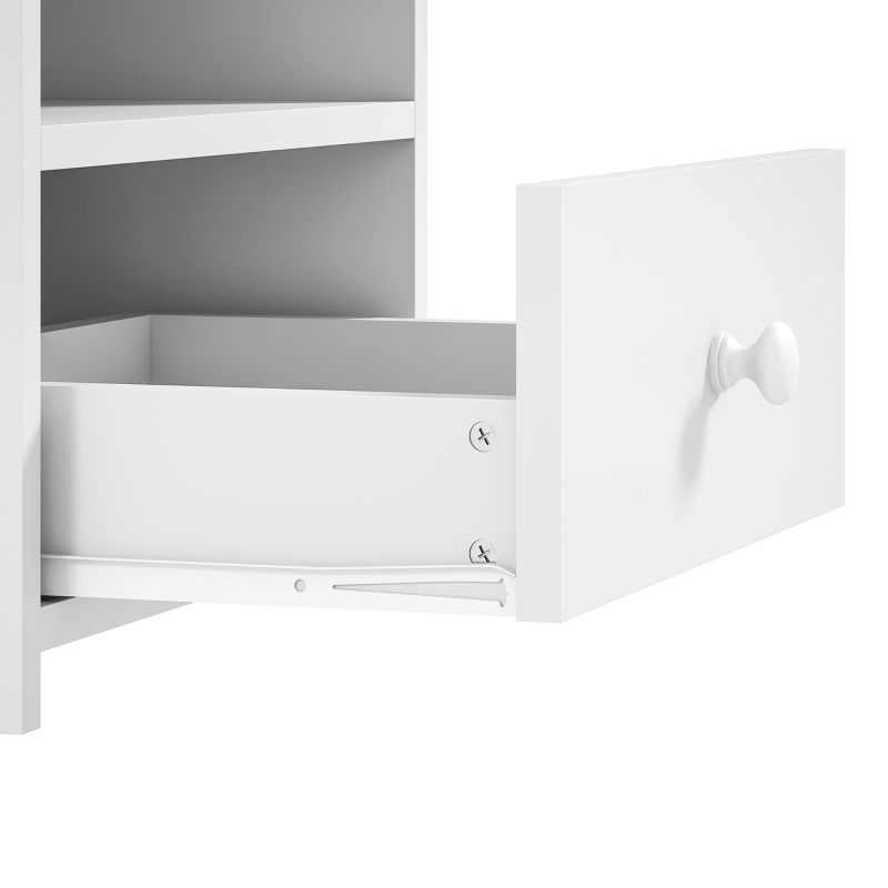 HOMCOM Bedside Cabinet, Bedside Table with Drawer and Shelf for Living Room, White