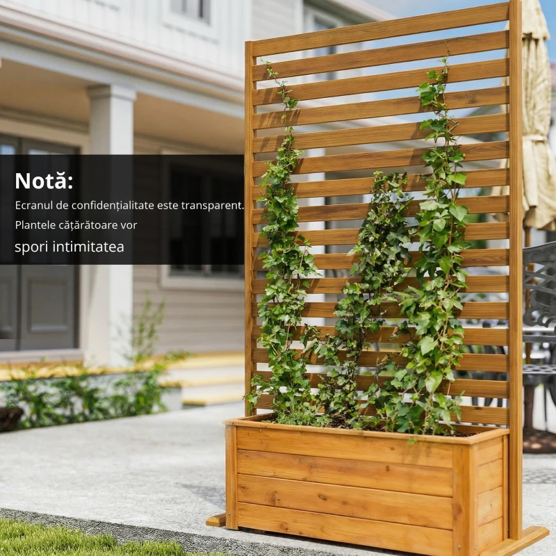 Outsunny Paravan din lemn 170x80 cm Paravan separator de spații Grilaj pentru exterior Grădină Curte Terasă Maro