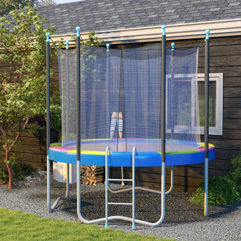SPORTNOW Copertura Tappeto Elastico Ø366x30 cm Pieghevole e Portatile, in Plastica, PE e Schiuma, Multicolore