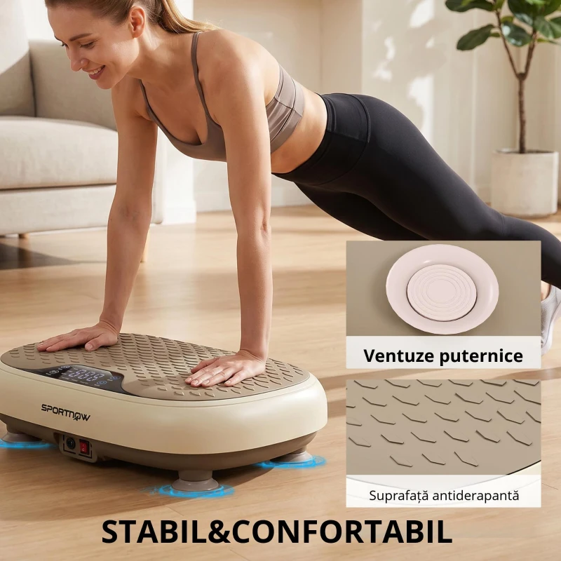 SPORTNOW Platformă vibratorie cu 20 de niveluri de viteză 3 programe ecran LED telecomandă pentru exerciții acasă