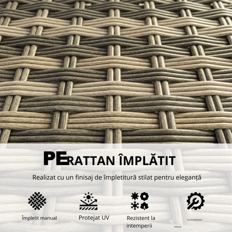 Outsunny Set exterior de grădină din ratan 5 piese cu perne 2 fotolii de colț fotoliu fără brațe suport pentru picioare și masă