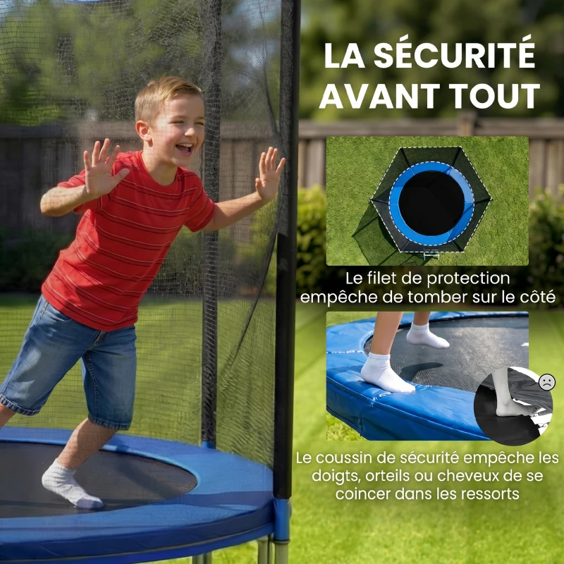 SPORTNOW Trampoline d'extérieur avec filet de sécurité Ø180 cm pour enfants et adultes