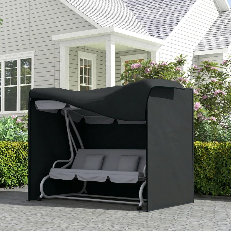Outsunny Copertura per Dondolo da Giardino 3 Posti Impermeabile e Anti UV, 220x125x172 cm, Nero
