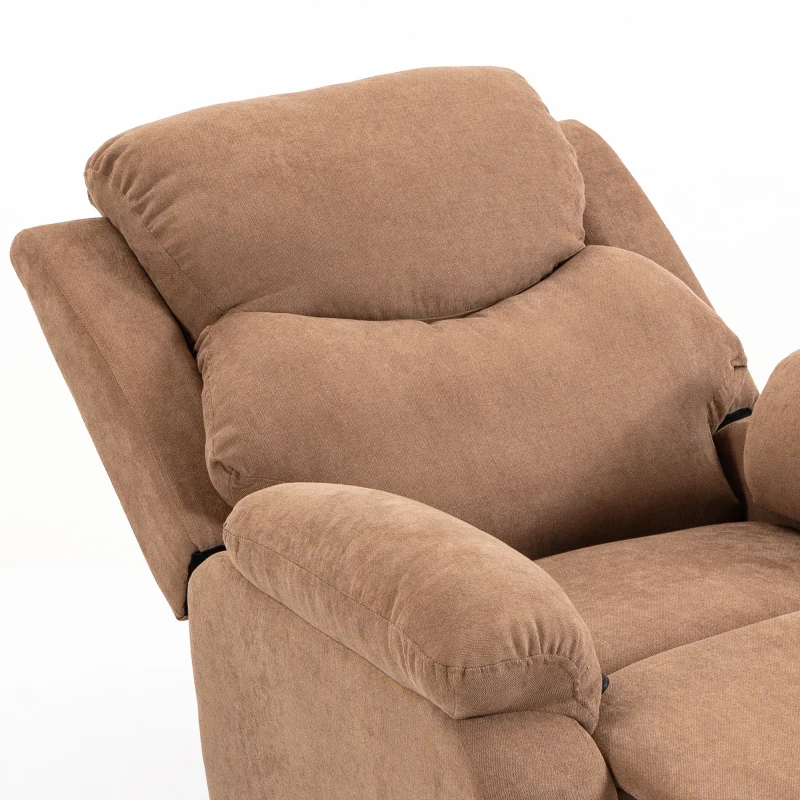 HOMCOM Relaxfauteuil, TV-stoel met ligfunctie, linnenlook, voor woonkamer en slaapkamer, donkerbruin