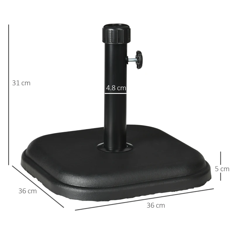 Outsunny Base per Ombrellone da Giardino in Plastica e Cemento da 11kg, 36x36x31cm, Nero