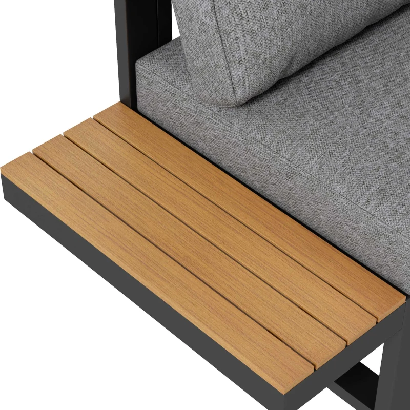 Outsunny 5-delige loungeset voor buiten, tuinmeubelset, 148 cm x 61 cm x 71,5 cm, Grijs + Natuurlijk