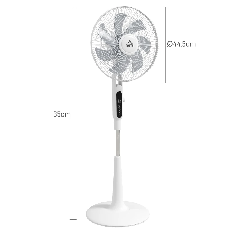 HOMCOM Standventilator Ø 42 cm 40 W 3 Modi 28 Geschwindigkeiten, Mückenschutzfunktion, höhenverstellbar, 75° oszillierend, weiß