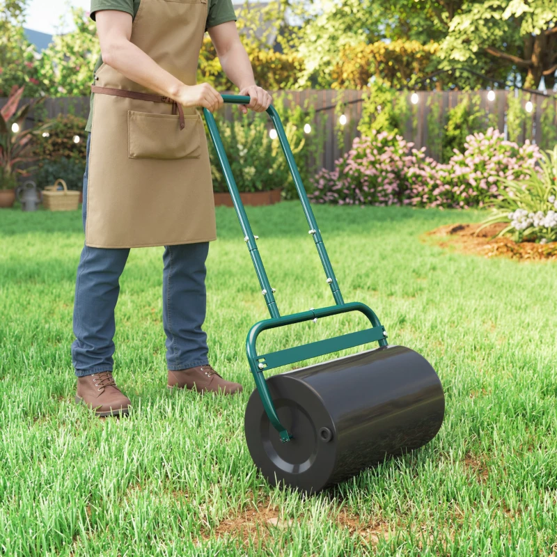 Outsunny Handliche Rasenwalze, Praktische Rasenrolle, Graswalze, Gartenwalze, flexibel, Stahl, 58L x 32,5B x 113H cm, Dunkelgrün