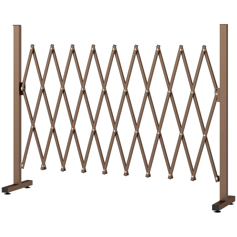 Outsunny Recinzione per Giardino a Larghezza Regolabile, in Metallo e Alluminio, 250x31x103.5 cm, Marrone