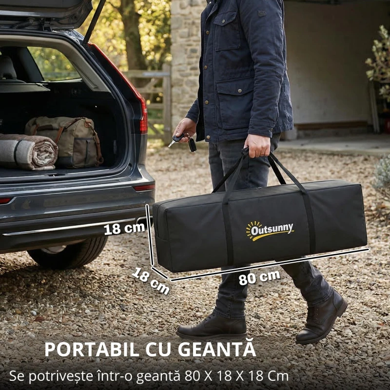 Outsunny Cort camping 2 persoane 3000 mm impermeabil & rezistent la vânt, cort cupolă cu 2 uși, 2 ferestre cu plasă, 2 ferestre laterale, husă de transport