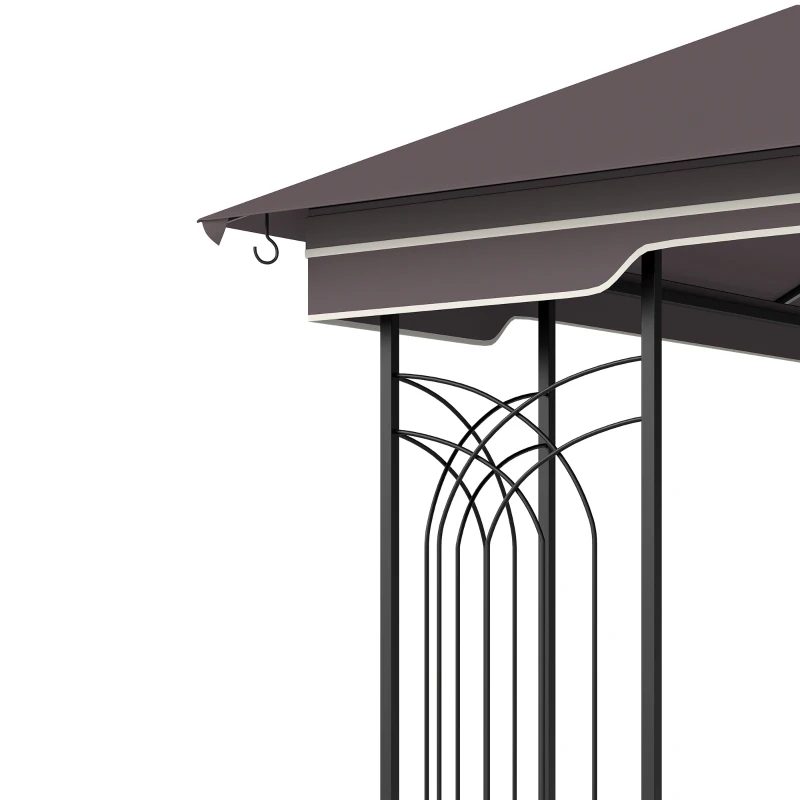 Outsunny tuinpaviljoen met dubbel dak paviljoen tuintent feesttent partytent met 4 x zijwanden metaal + polyester beige 3 x 3 x 2,7 m | Aosom