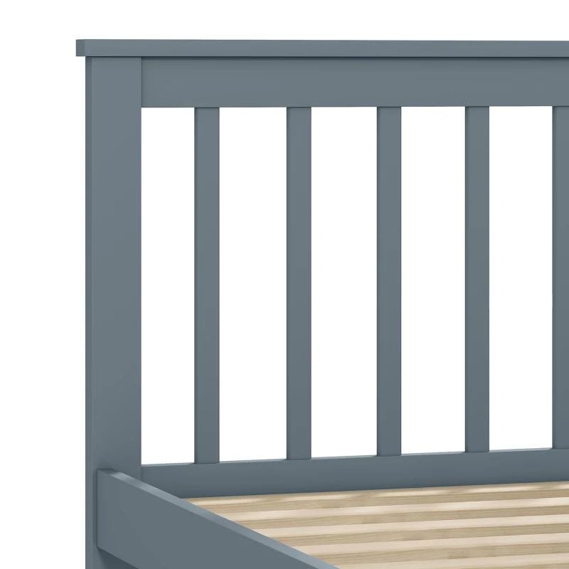 HOMCOM Pine Storage Bed, 3ft Single Solid Wooden Bed Frame with Drawers, Headboard, Wood Slat Support, Grey