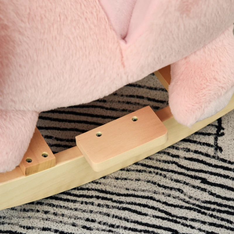 HOMCOM Cavallo a Dondolo a Forma di Coniglio con Suoni, Cavalluccio a Dondolo per Bambini 18-36 Mesi Interattivo, Rosa, 60x33x50cm