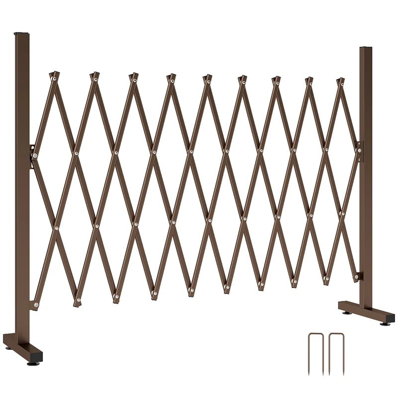 Outsunny Gard Extensibil Autoportant Pliabil, Panou Protector din Aluminiu pentru Grădină, 250x103,5cm, Maro Închis