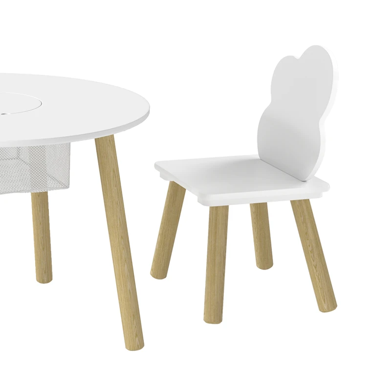AIYAPLAY Kids Table and Chairs Set with Storage Bag Toddler Table and Chairs Set 3 Piece for Playroom White