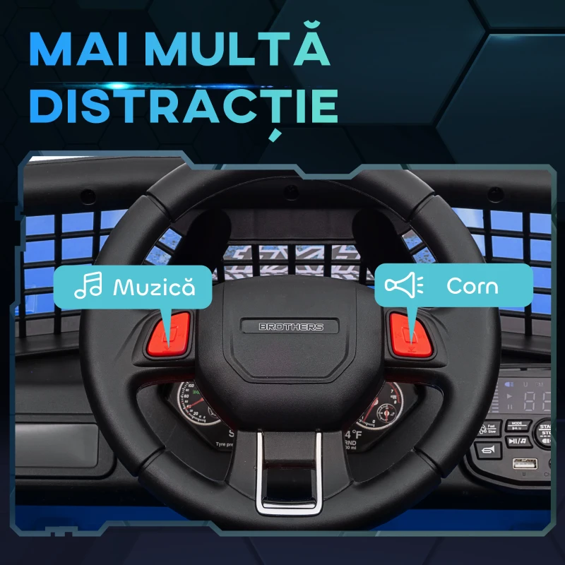 AIYAPLAY Mașină electrică pentru copii Off-Road 12V cu dublu motor, vârsta 3-6 ani, telecomandă și lumini, albastră
